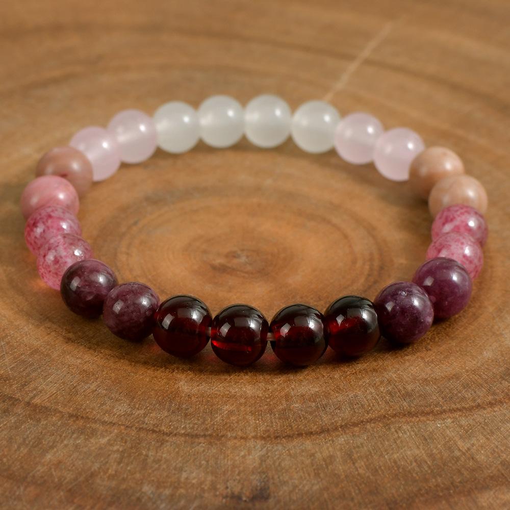 Festive Gifts Warm Pink And Red Tone Natural Stone Beaded Bracelet Fashion Jewelry For Unisex Daily Wear Stylish And Easy To Match Accessory