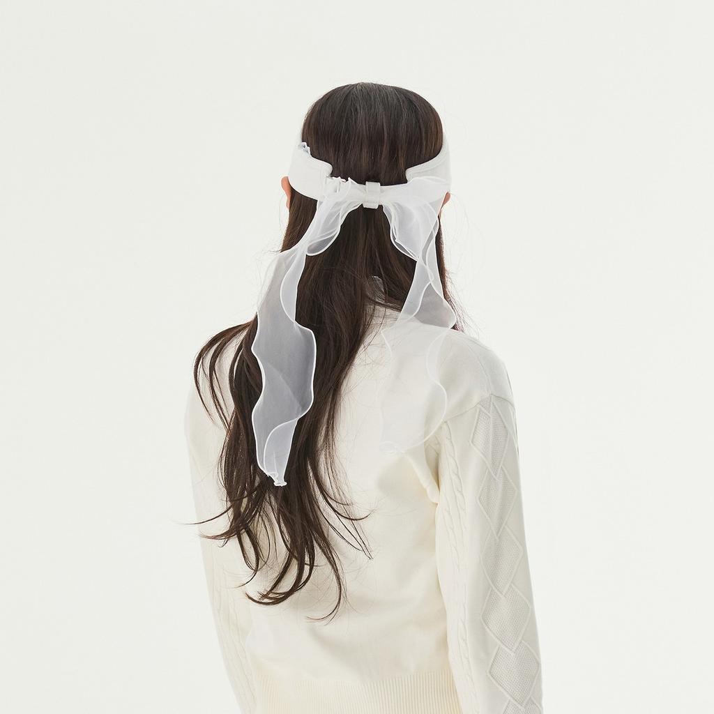 FAIRLIAR GOLF Organza Ribbon Pearl Visor (White)