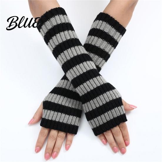 Stylish Half Finger Gloves Striped Knitted Arm Warmers for Women Fingerless Sleeves Soft Cycling Protectors Thermal Wrist Autumn Winter Fashion