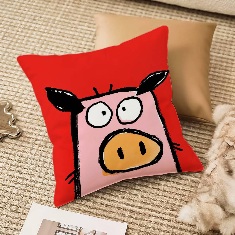 

Animals Pillow Case Anti-dustmite Pillowcase Invisible Zipper Silky Short Plush Sofa Cushion Cover 12x12Inch