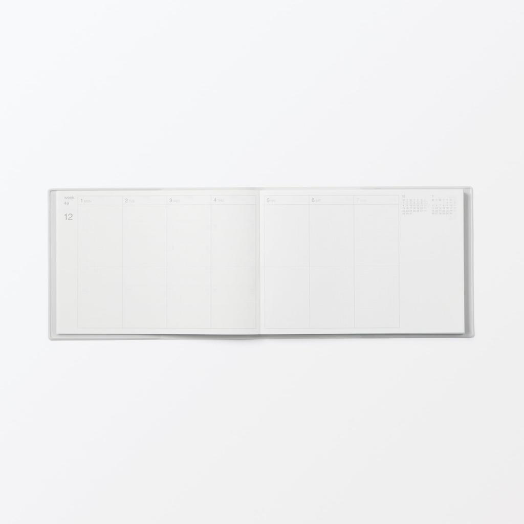MUJI B5 Starting December Monday White 84854330 Half-Size Planner, Monthly/Weekly, 2025, Start, Gray,