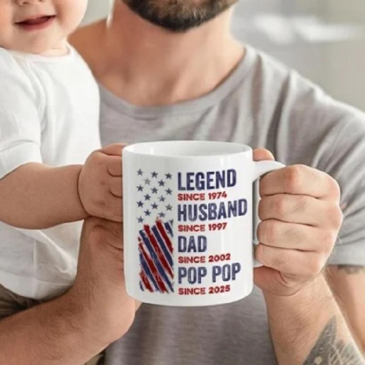 Legends Dad Husband Print Tea Cup 11Oz And 15Oz Size Ceramic Coffee Mug Comfortable Grip Design Fathers Day Present