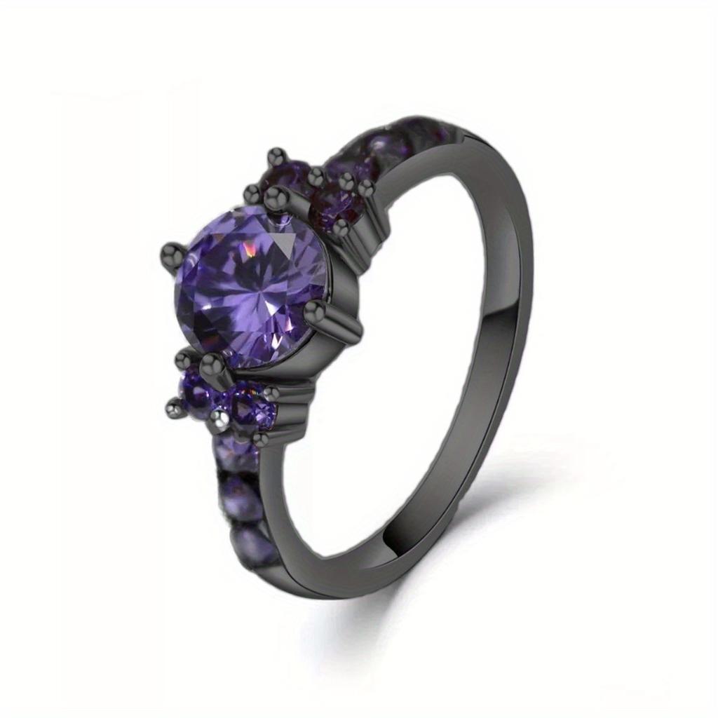 1Pc Gun Black Gold Plated Ring, Fashion Ring, Retro Synthetic Zircon Simple Ring