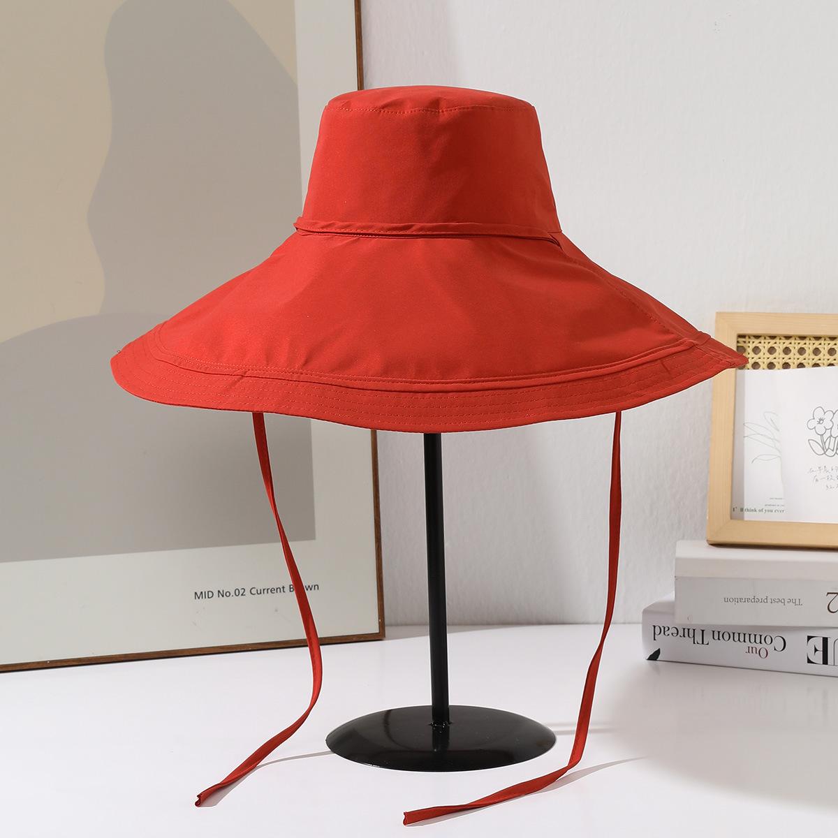 

панама с очень широкими полями для защиты от солнца, детская двусторонняя летняя шляпа от солнца с УФ-защитой, пляжная шляпа от солнца для улицы M（56-58cm） красный