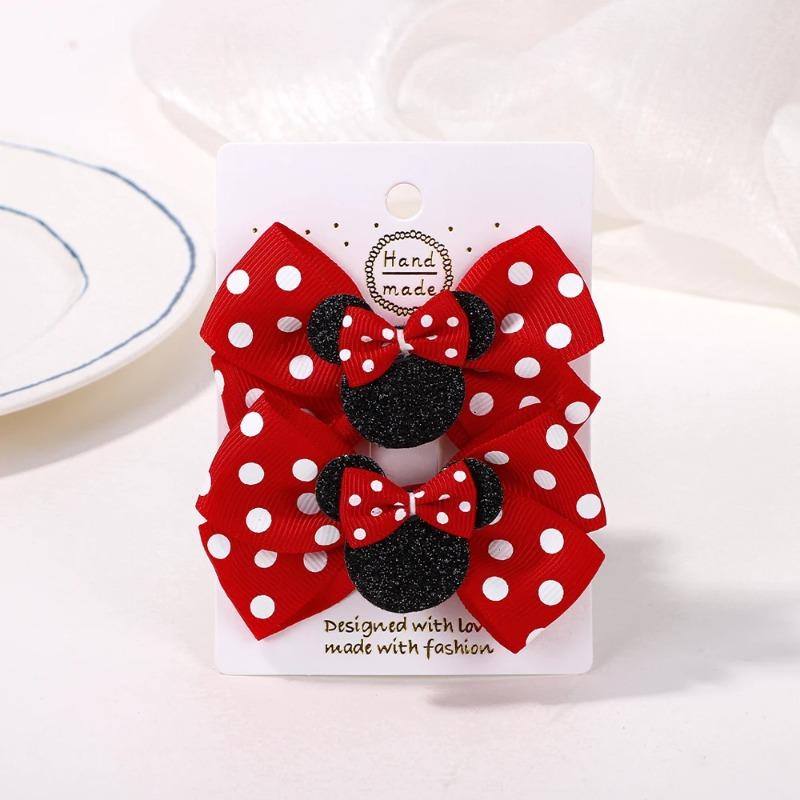

2Pcs 3.9inch Big Bows Hair Bangs Clip for Little Girls Cartoon Party Headdress Sweet Polka Dot Bow Hair Clip Set