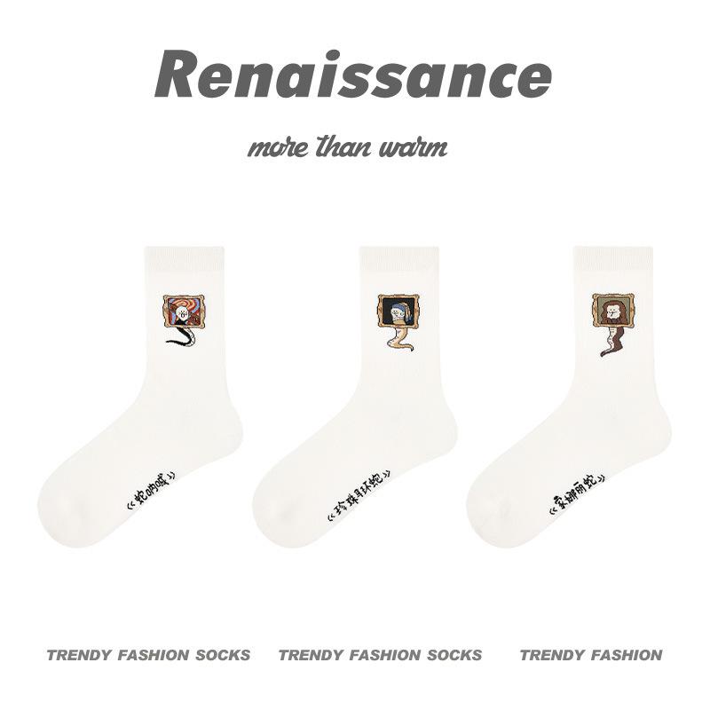 3 Pairs of Female Spring and Summer Thin Style Breathable Sports Tube Cotton Socks