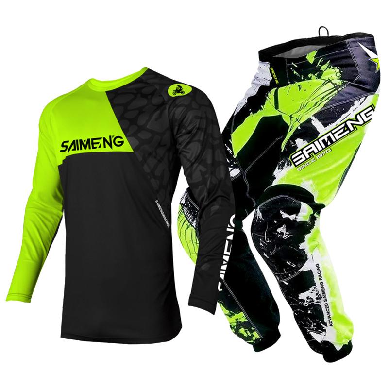 Sada oblečení na motokros pro děti Mladistvý dres Kalhoty Sety dítě zelená Motocykl černá 3 4 5 6 7 8 9 10 let Terénní oblek modrá oranžová Enduro kros chlapec dívka