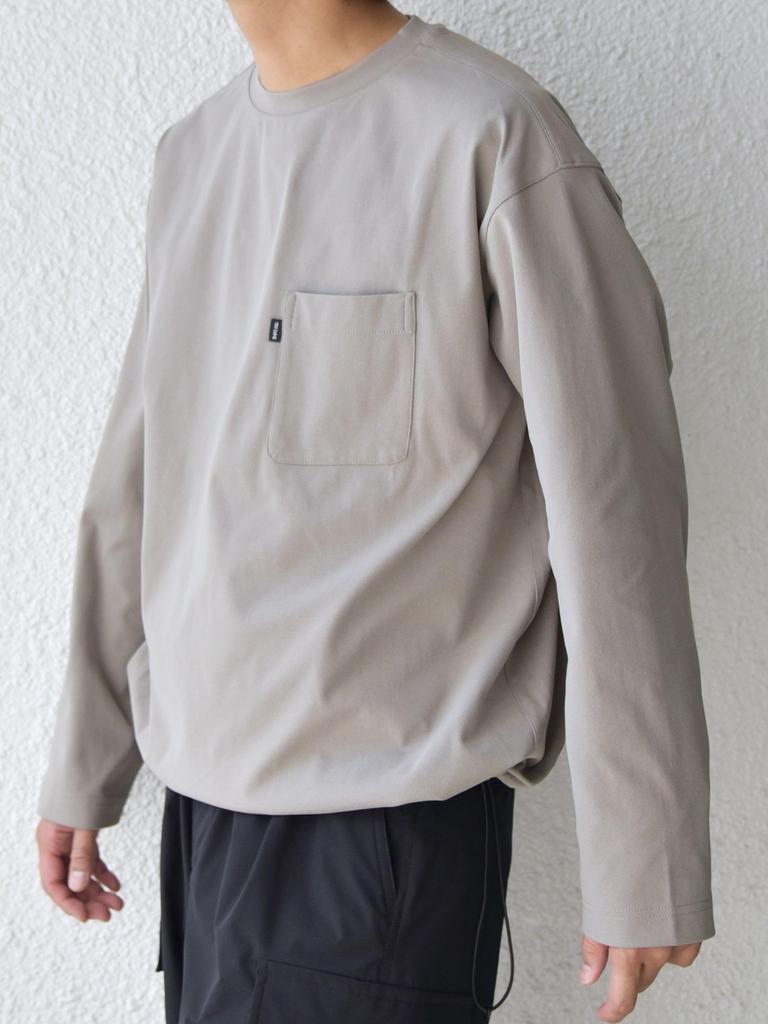 SHIPS any SORONA Stretch Jersey Spindle Pocket Long-Sleeved T-Shirt, Men's, Beige, Size L, 712060017