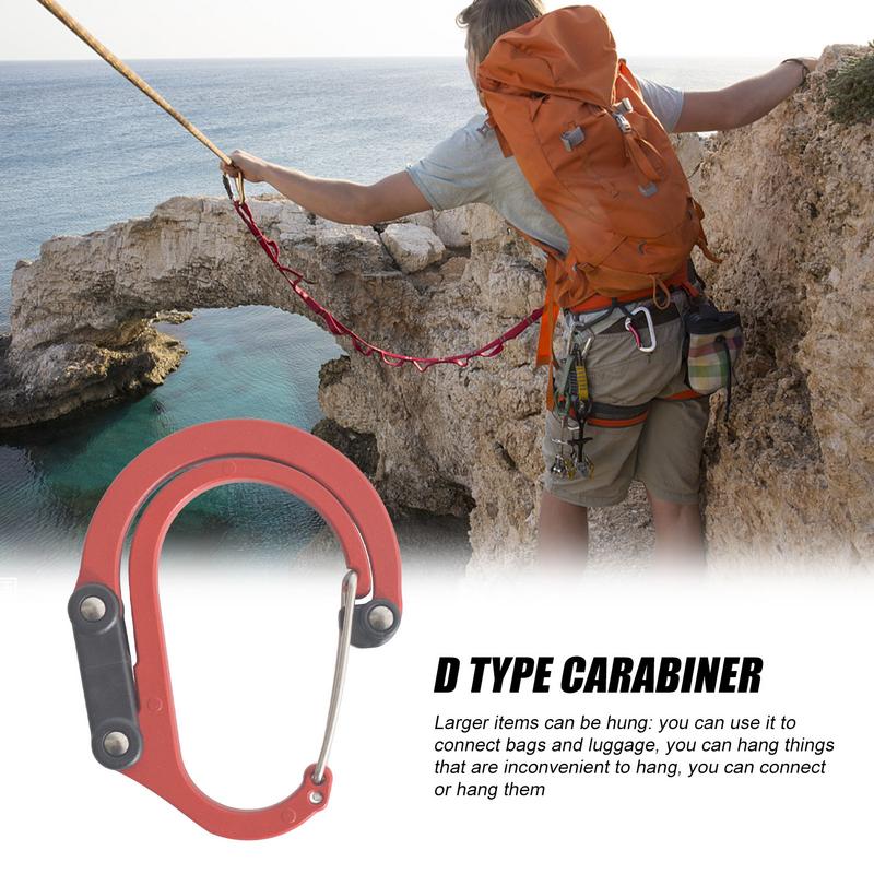 Locking Carabiner Heavy Duty D Shaped Aluminum Carabiner Clip 360Degree Rotating Folded Joints Hooks Aluminum D Shaped Clip Hook