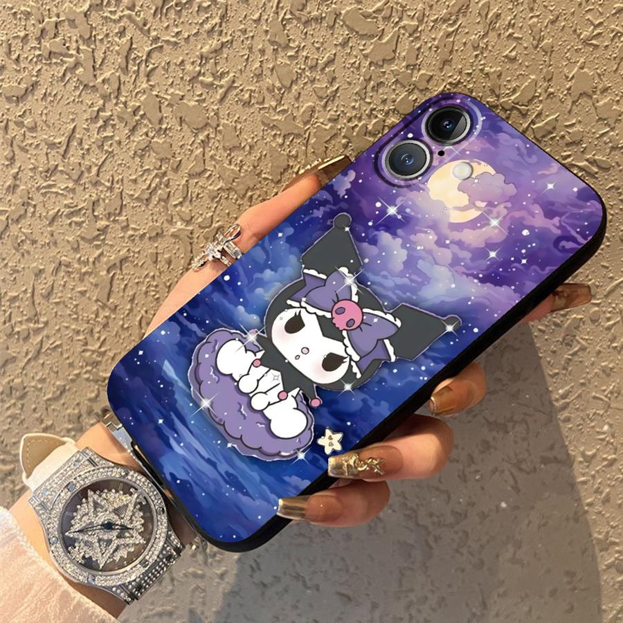 Cute Sanrio Kuromi Case for iPhone XR 17Air 7 8 13 12 11 17 Pro Max 15 16 14 Plus XS Max Black Soft Phone Cover