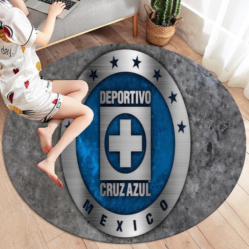 Cruz Azul Round Area Rug,Carpet Rug for Living Room Bedroom Sofa Playroom Decor,Non-slip Floor Mat