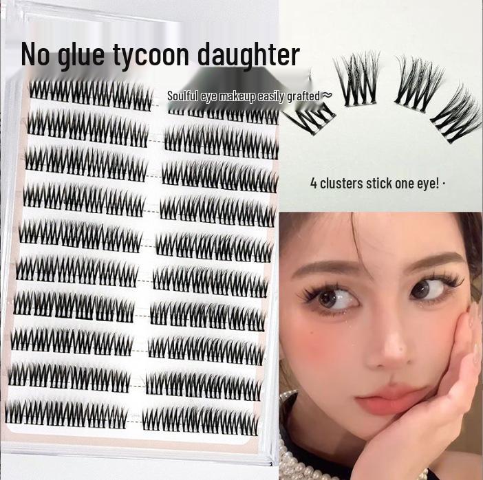 Ying Lier Natural Cluster Fox-Eye Eyelashes - Beginner-Friendly and Glue-Free