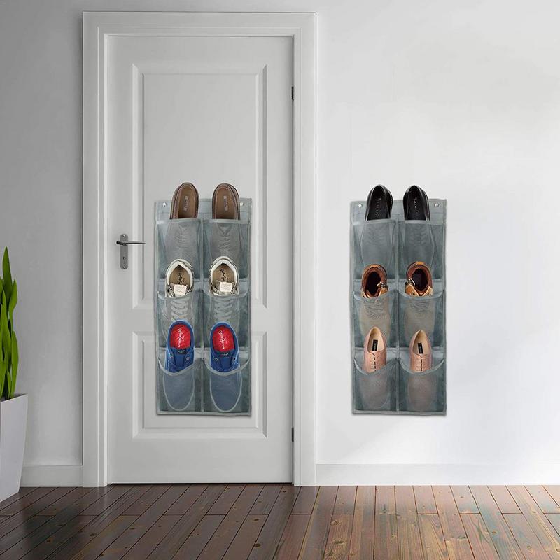 Wall-Mounted Storage Bag 6 Compartments Mesh Closet Shoe Holder Door Hangable Storage Basket Closet Hangable Storage Pockets