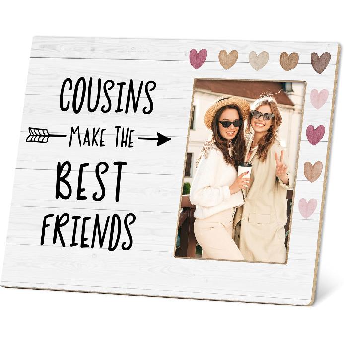 Cous Gifts for Women, Cous Wooden Heart Picture Frame, Cous Make The Best Friends 4x6 Inch Bedroom Tabletop Decorations, Sister Photo Frames-D06