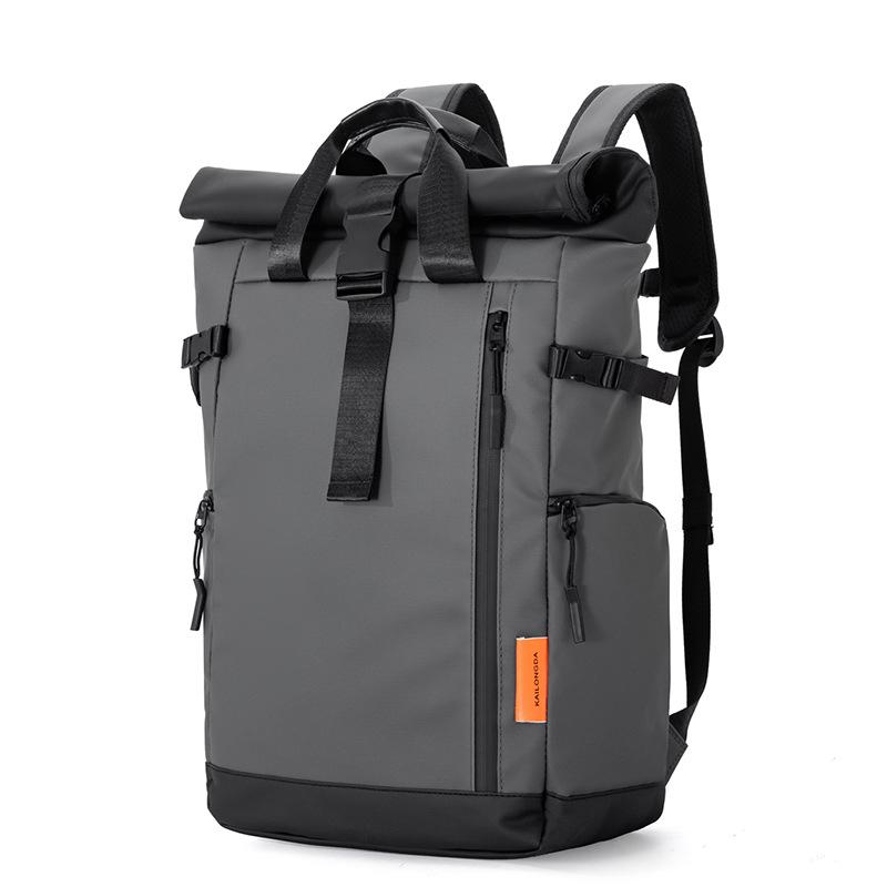 

Gender-Neutral Ruffled Double Shoulder Backpack: Large Capacity Commuter, School, Travel, and Laptop Bag сірий колір