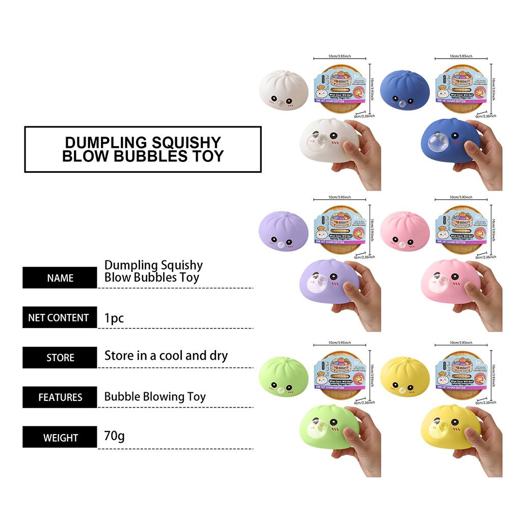 New 1-6pcs Bubble-Blowing Dumpling Squishy Stress Balls with Steamer, Soft Colorful Stress Relief Toy, ASMR Stress Relief Ball