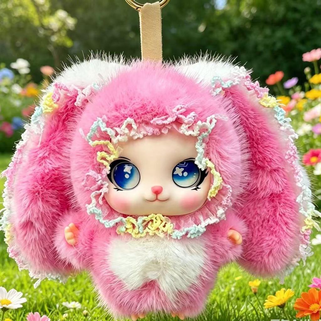 2026 Trendy Lolita Rabbit Plush Doll with Lace Trim – Big Ear Enamel Pendant Gift