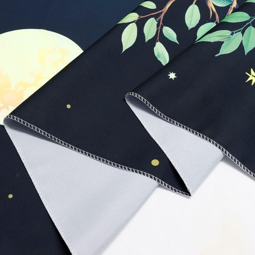 Serborlur Blacklight Fantasy Forest Tree Tapestry UV Reactive Floral Plant Tapestries Trippy Moon Butterfly Wall Art Decor Nature Landscape Wall