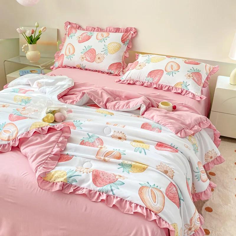 Summer Cooling Blankets Soft Breathable Lightweight Air Condition Comforter Thin Quilt Single Double Bed Duvet Bedspread