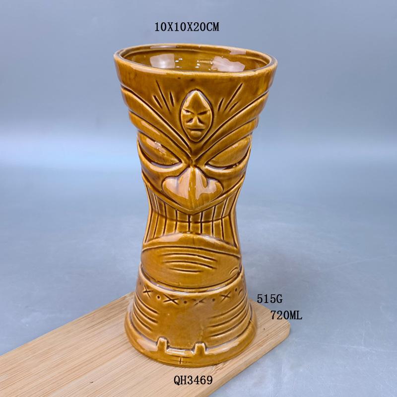 

Ceramic Cocktail Cup Grimace Portrait Sky Blue Long Tube Beer Cup Creative Tiki Cup 720ml