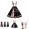 Jialin Halloween Dress For Women Scary Printed Sleeveless Costume Dress Summer)