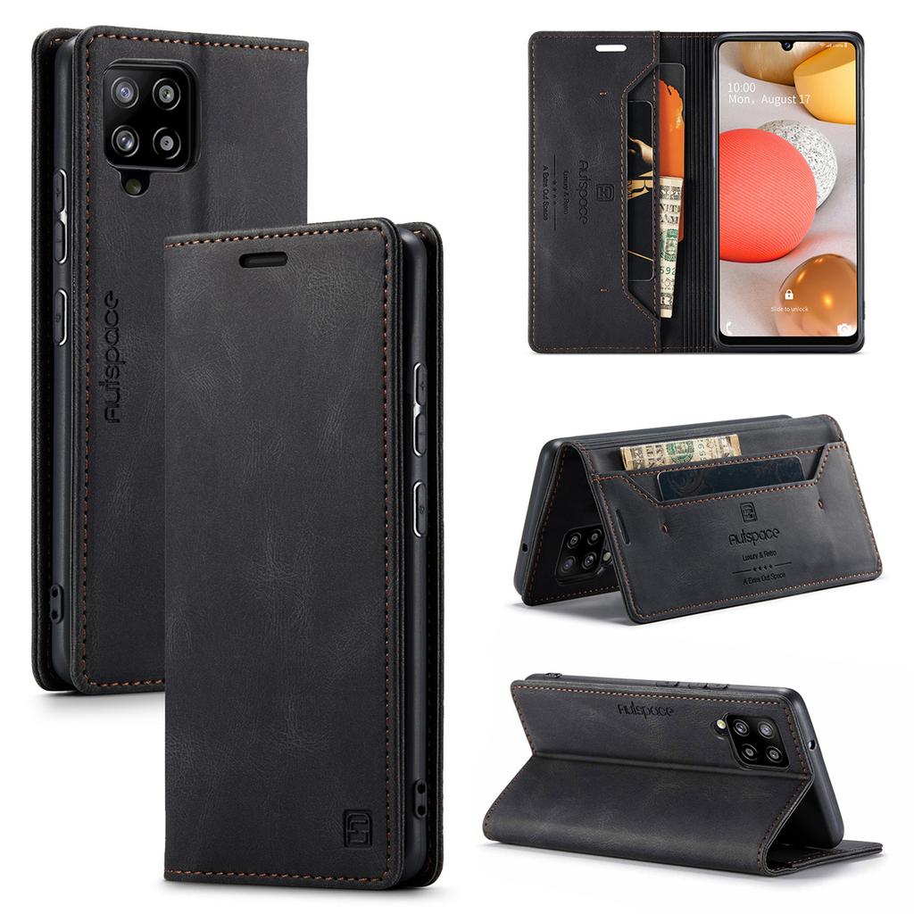 Premium Vintage Leather Wallet Case for Samsung Galaxy A42 5G / M42 5G - RFID Protection,Flip Cover with Card Slots,Shockproof Retro Style (4 Colors)