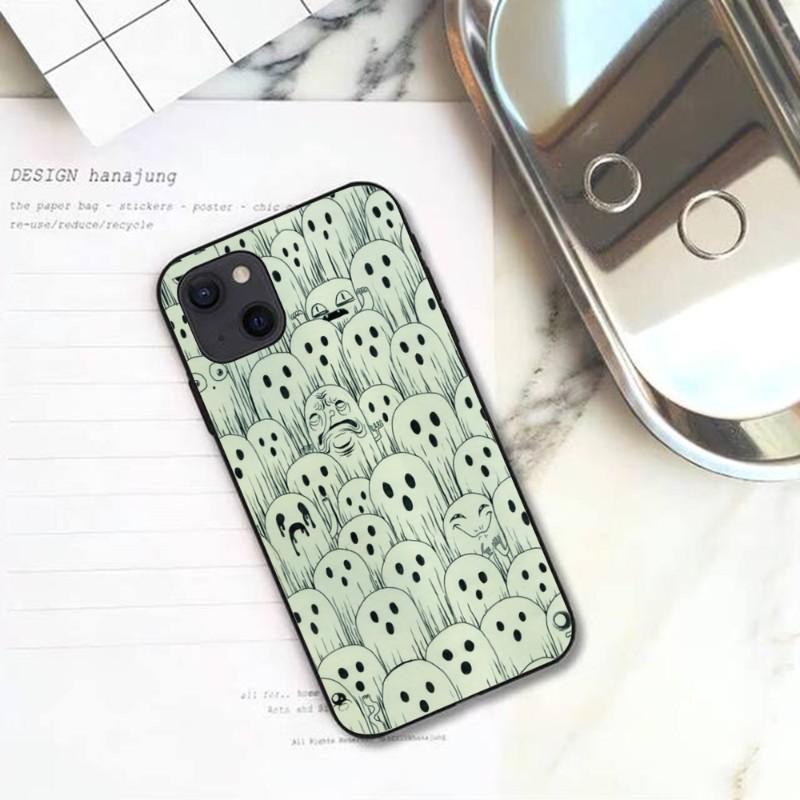 Cute Ghost Spooky Phone Case For IPhone 13 12 11 XS X 8 7 6 Plus Mini Pro Max SE 2022 Soft Black Phone Cover