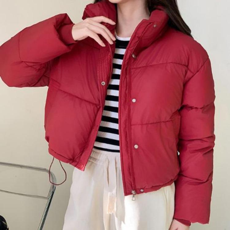 Winter Warm Down Coat Thickened Padded Jacket High Collar Windproof Long Sleeves Daily Outwear with Pockets Heat Retention Cotton