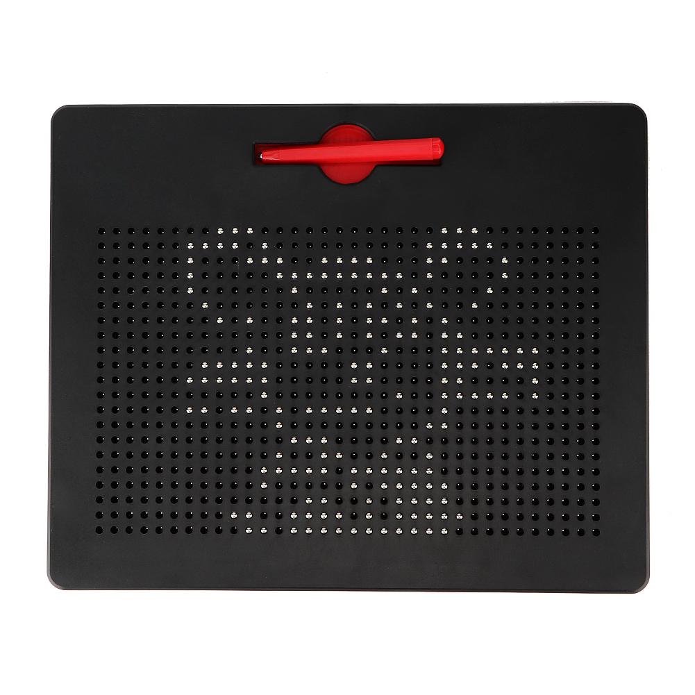 714pcs Magnetic Beads Drawing Writing Pad Sketch Board with Pen Kids Educational Toys (Red)