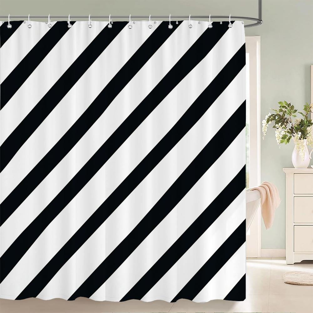 1 Pcs Simplicity style Shower Curtain Black and white Printed Bathroom Curtain Waterproof Polyester Home Decoration Curtain