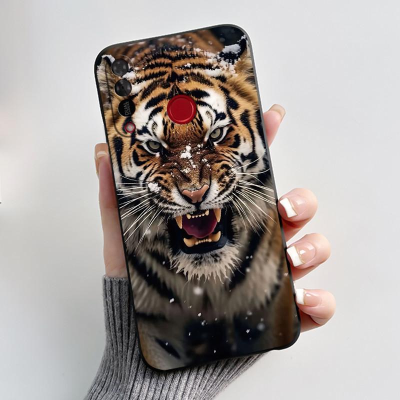Phone Case For Itel S15/S15 Pro Candy Color Jelly Soft Shockproof Black Cover Trendy Style Painted Pattern Casing
