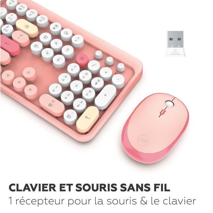 Ensemble Clavier Souris - MOBILITY LAB - Pure Color - Sans Fil - Pavé Numérique Intégré - Rose