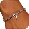 26 Letters Charm Bracelet Stainless Steel A-Z Handchain Adjustable Length for Women Girl Men Gift