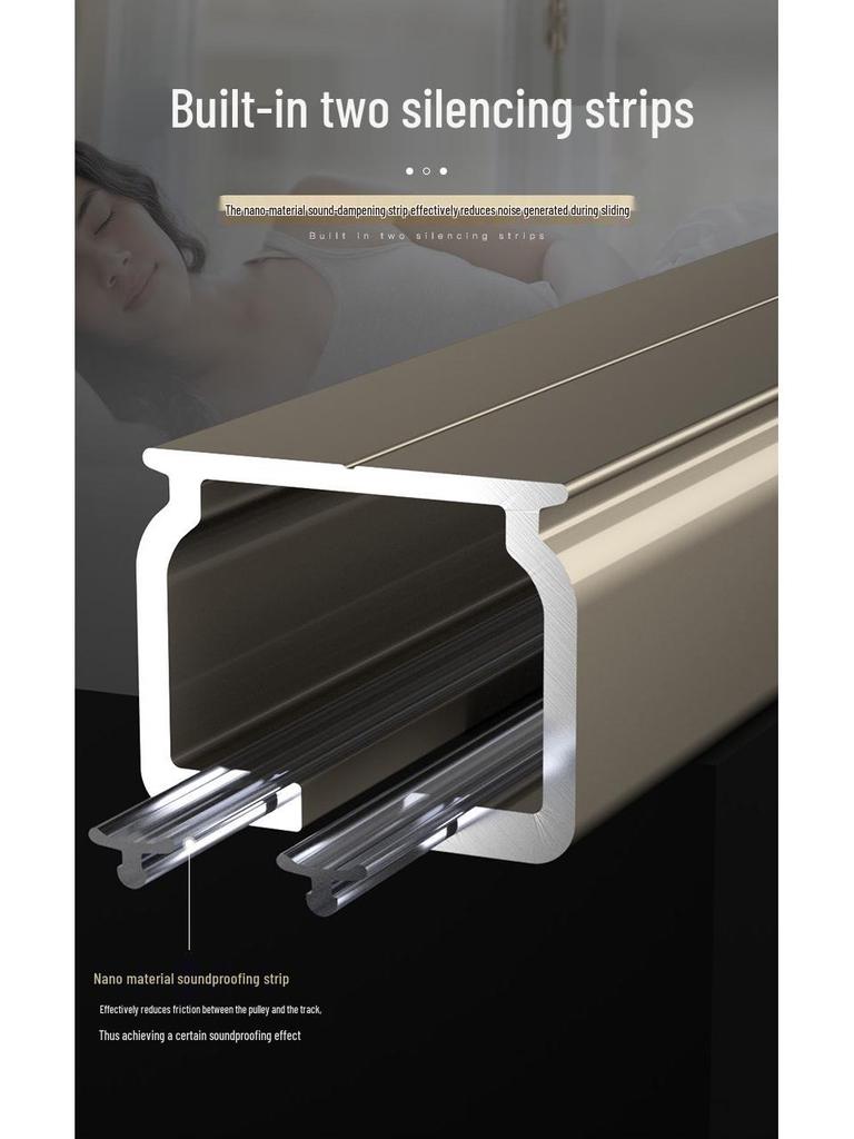Jianmei 2.6mm Thick Silent Curtain Track with Bendable Heavy Duty Aluminum Alloy Rail and Guide Bearing Wheel.