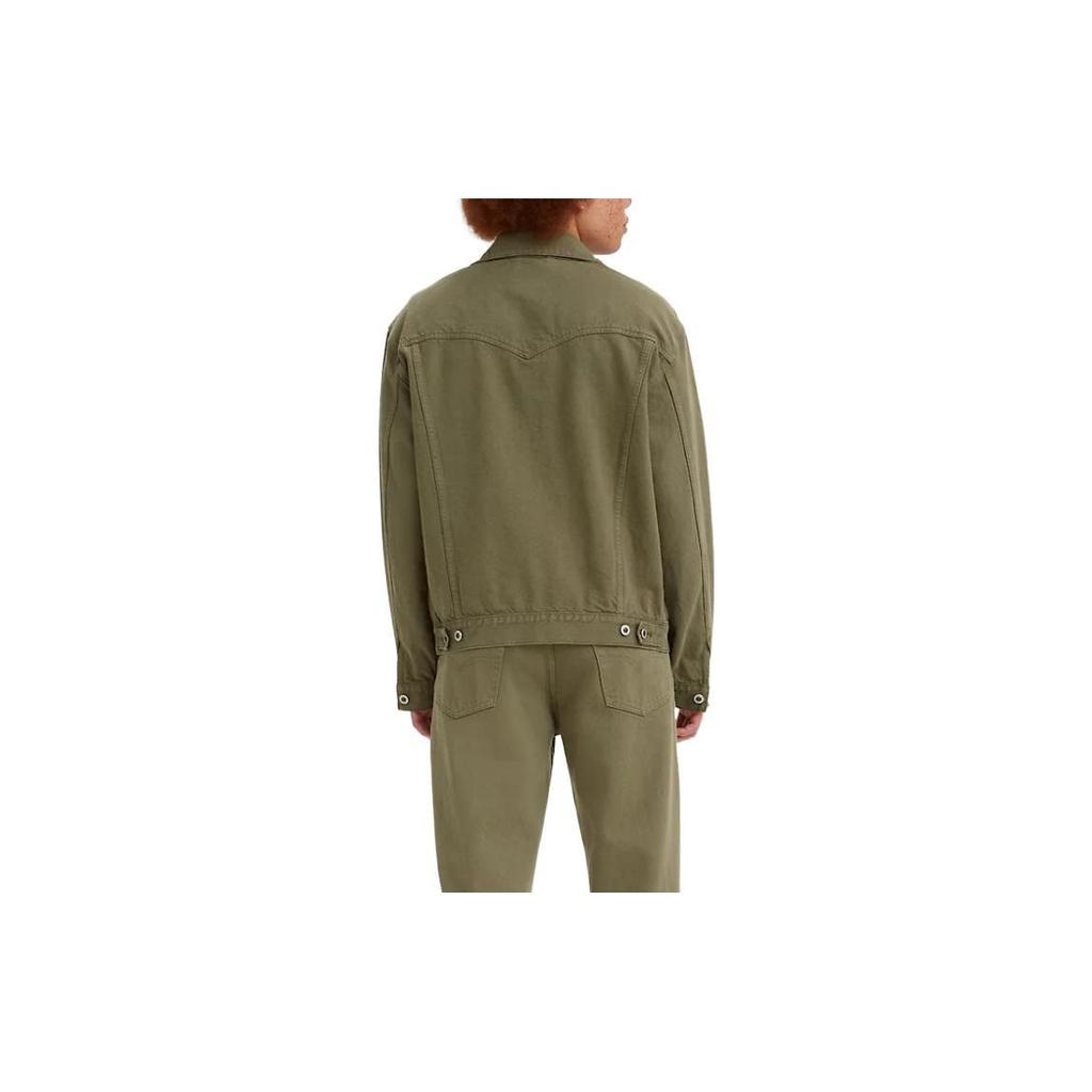 Colaboración Levis X Silver Tab SS22 Chaqueta Denim Color Sólido Cuello Trucker Hombre Chaqueta Verde A3179-0001