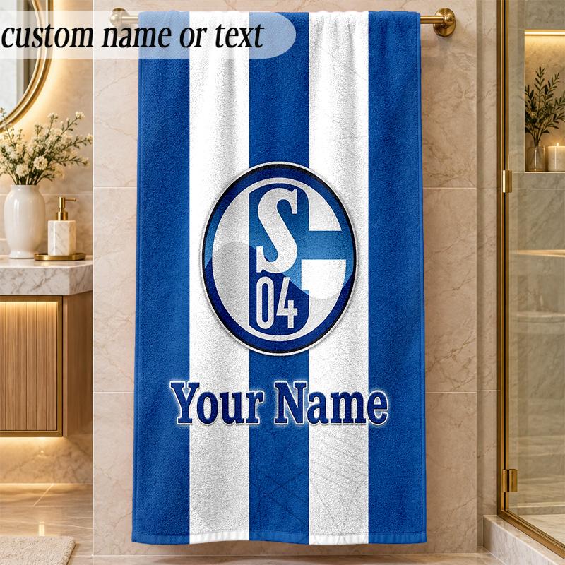 Beach TowelSchalke 04 FC Custom Name Text Personalized Soft Towel for Beach Pool Indoor Home Decor Gift