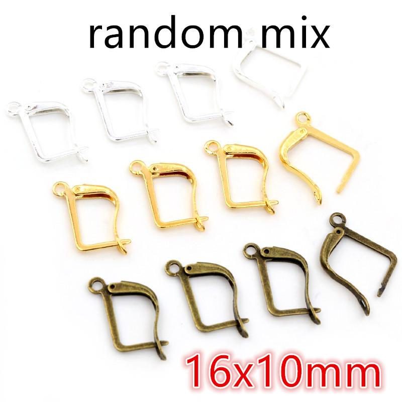 17*11mm 50pcs High Quality 5 Colors Plated Brass French Earring Hooks Wire Settings Base Settings Whole Sale