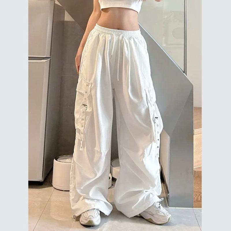 American Hip-hop Overalls for Women In Spring and Autumn High Street Design Multi-pocket Wide-leg Floor-length Pants