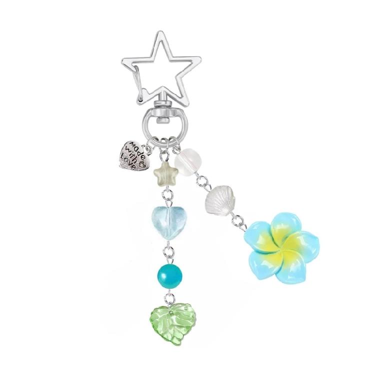 

Playful Floral Design Acrylic Charm For Keychains Phone Accessories Lightweight KeychainGift For Her Birthday синій