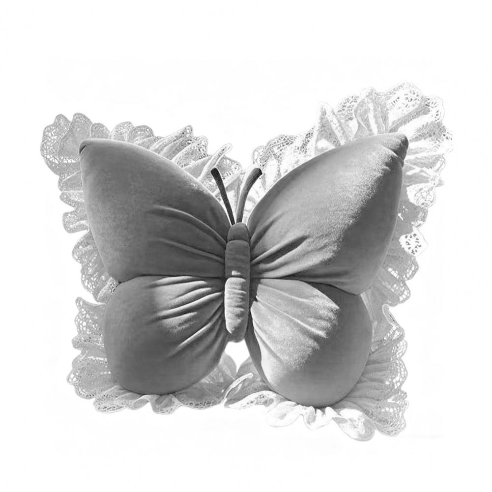 

Butterfly Throw Pillow Decorative Butterfly Pillow With Lace Trim Princess Style Stuffed Pillow For Living Room Home Decor світло-сірого кольору