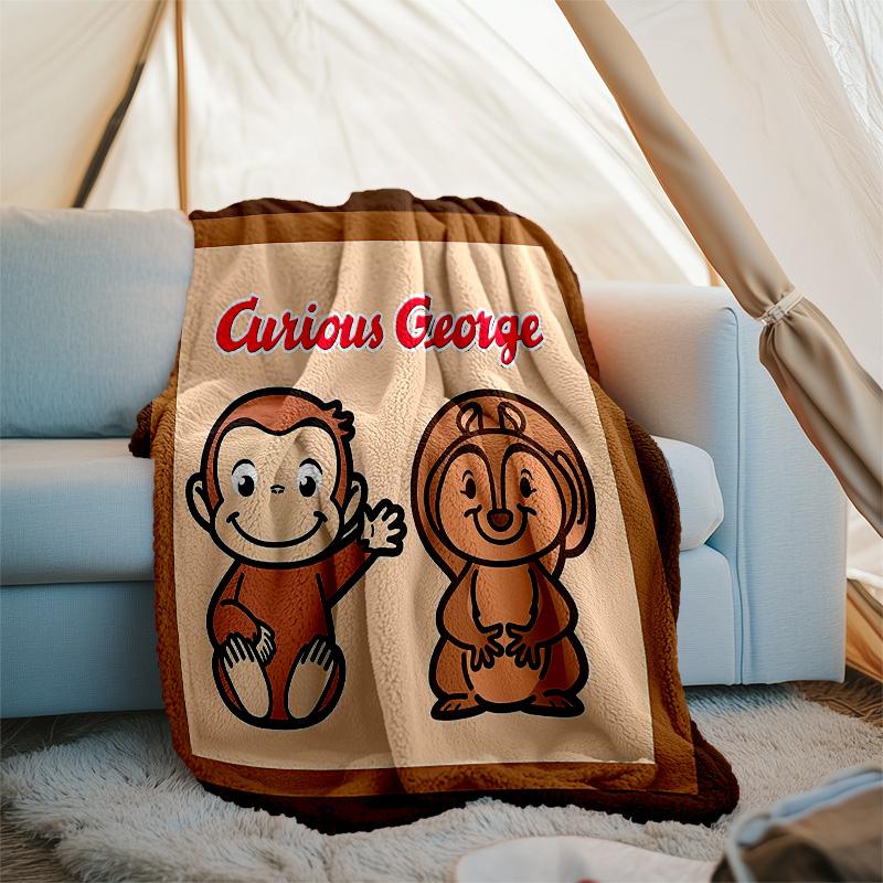 1pc Curious George8 Theme Blanket - Digital Print, Polyester, Cozy for All Seasons, Perfect for Outdoor, and Travel