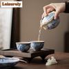 Blau-Weiß Ru-Ofen Porzellan Teegeschirr Komplettes Set Handgefertigtes Teezeremonie Set Teezubereitung Teekanne und Teetasse Set Teegeschirr Handwerk