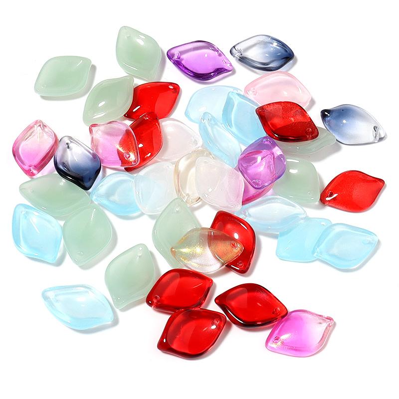 50pcs/lot Epiphyllum Petal Lampwork Beads Colorful Loose Glass Beads For Jewelry Making DIY Bracelet Necklace Crafts Accessories