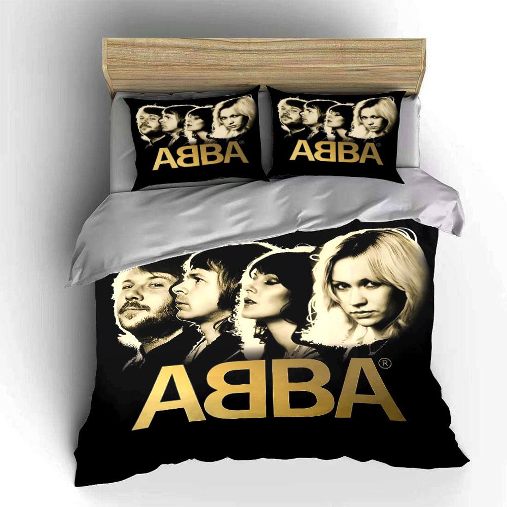 Golden ABBA Portrait Design Bedding Duvet Cover Set Duvet Cover Pillowcases  (1*Duvet Cover 2*Pillowcases, without duvet insert)