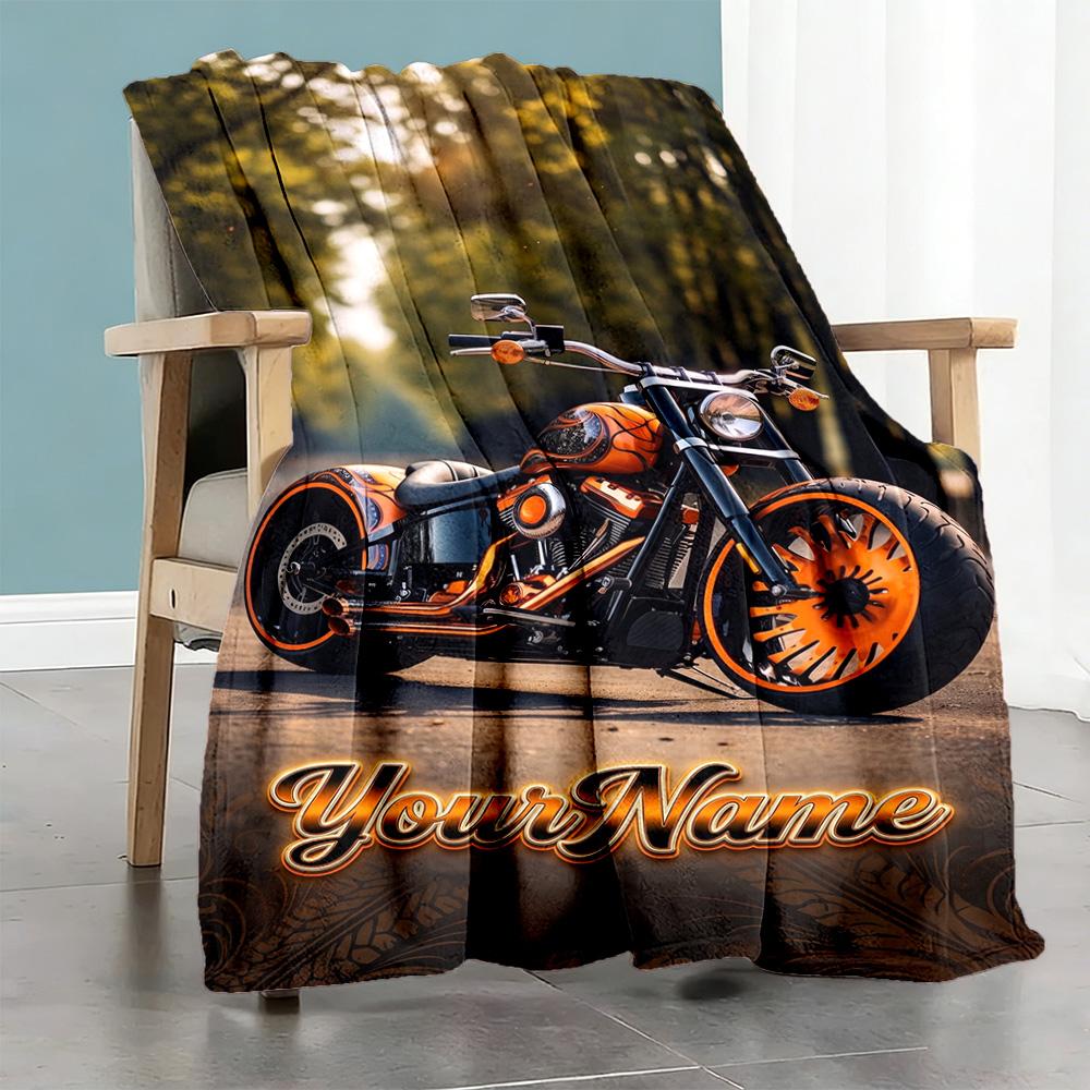 Harley-davidson Motorcycles Customize Your Name Blanket Lightweight Customizable Blanket Durable Comfort Throw For Living Room Seaside Picnics Nap