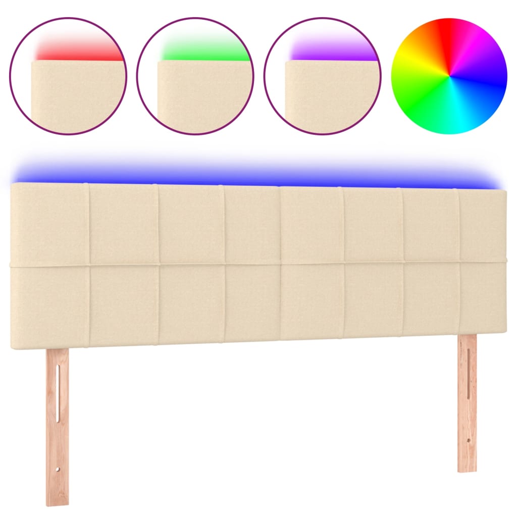 Vidaxl Zagłówek Do Łóżka Z Led, Kremowy, 144X5X78/88 Cm, Tkanina