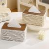 Modern Wood Finish Tissue Holder With Plastic Body And Waved Detail Multipurpose Tissue Dispenser For Any Interior Space