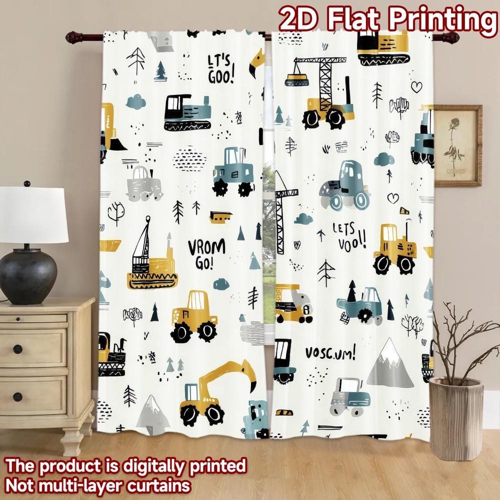 1pc 2D flat Photography Backdrop Photography Banner Cute Construction Vehicles 100% Polyester Family Party for Holiday