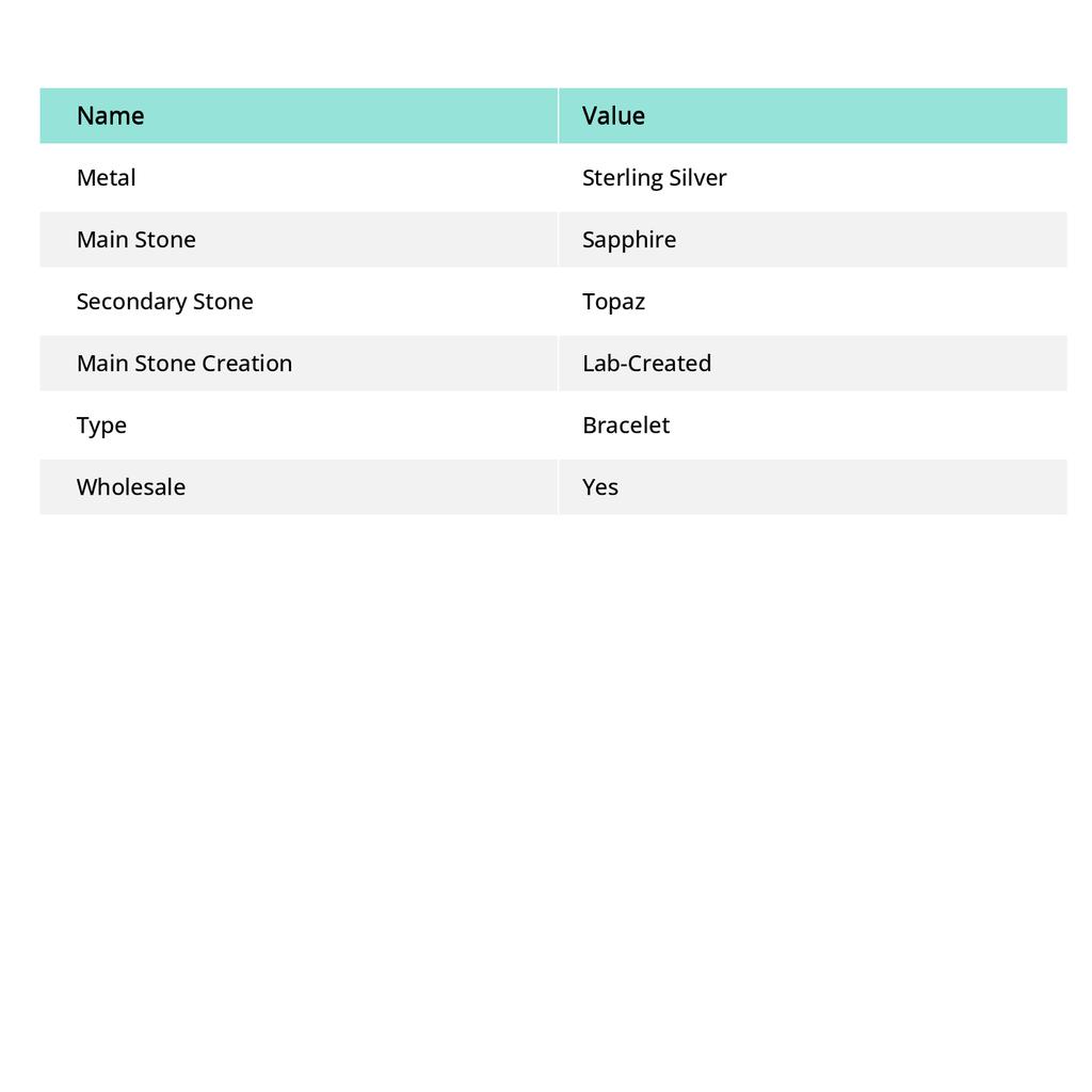 Sapphire(Simulated), Topaz Ethnic 925 Sterling Silver Bracelet 7-8" U8T50