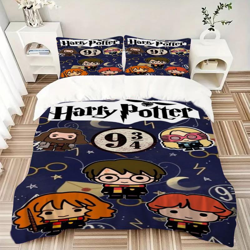 Chibi Harry Potter Characters Print 3Pcs Bedding Setduvet Cover With 2 Bedropillowcase Home Birthday Gift